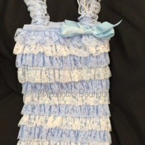 Baby Blue and White Lace Romper  (2)  53R29XL  NWT Boutique
